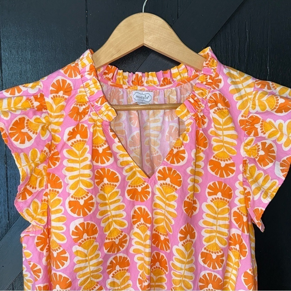 Mud Pie Becky Colorful Flutter Sleeve Cotton Popl… - image 6